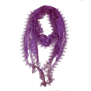 Dbpashmina Women's Lightweight Oblong Lace Scarf Purple Color